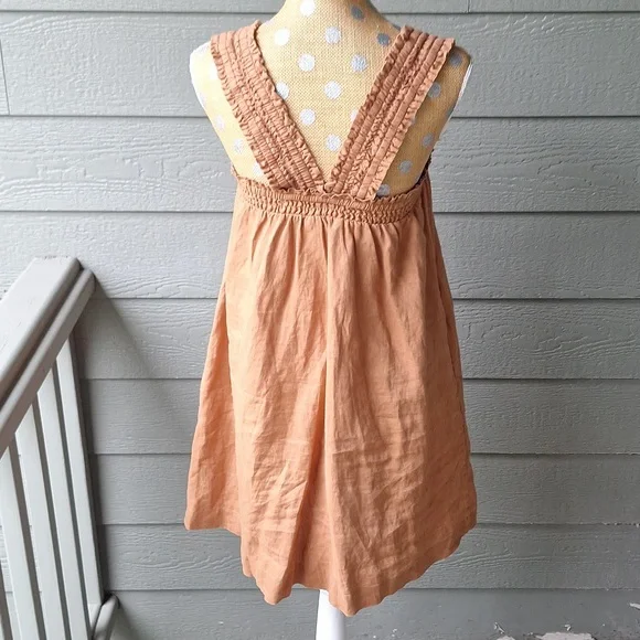 Everlane The Smocked Linen Dress Size XS Light Brown - Picture 11 of 14